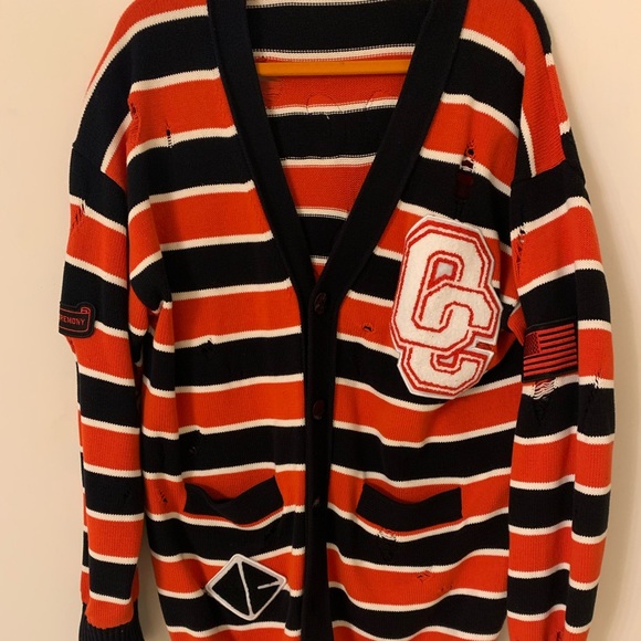 Opening Ceremony Distressed Oversized Varsity Cardigan